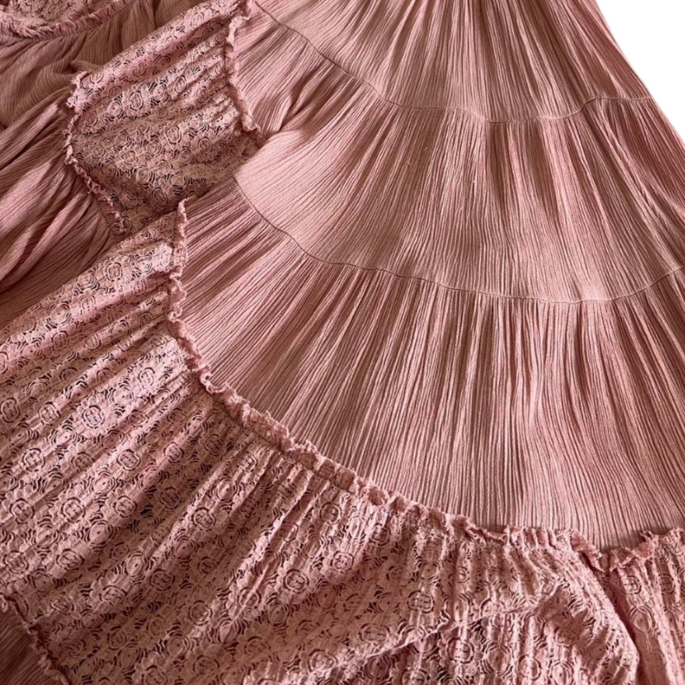 NWOT Free People Endless Summer Gauzy Ruffle Maxi Dress Rose Large - Picture 3 of 6
